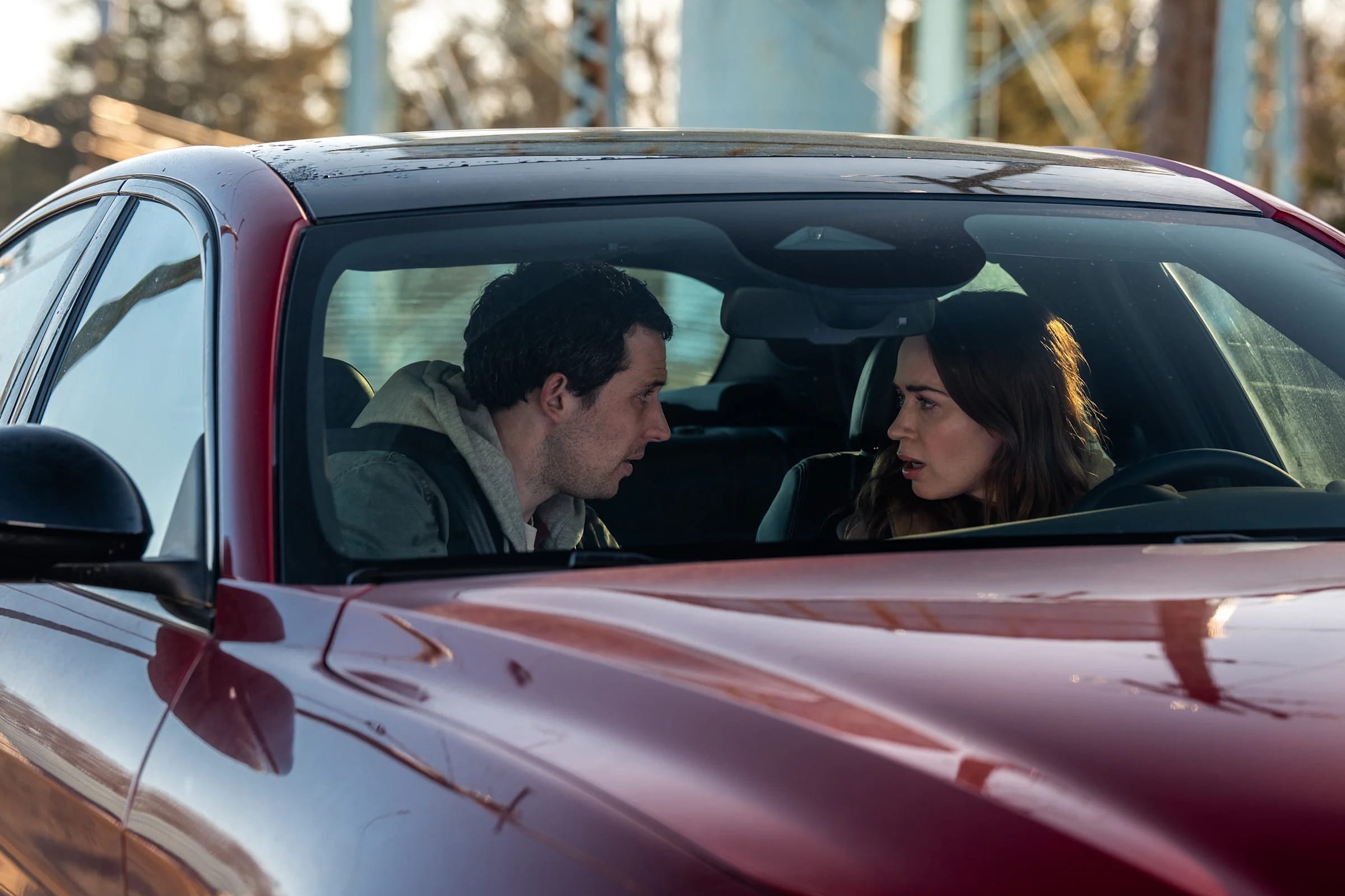 Emily Blunt and Josh O'Connor in Disclosure Day